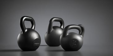 Kettlebell in photorealistic style with dark overhead lighting