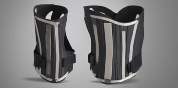 Back brace in photorealistic style with dark overhead lighting