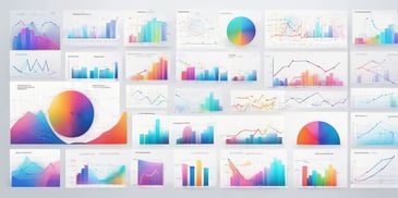 Graphs in illustration style with gradients and white background