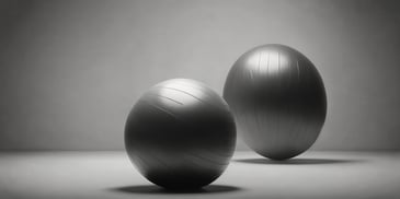 Exercise ball in photorealistic style with dark overhead lighting