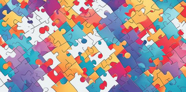 Puzzle in illustration style with gradients and white background