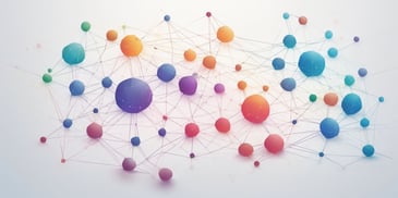 Network in illustration style with gradients and white background
