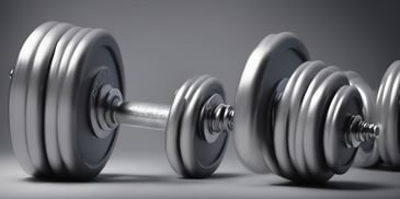 Dumbbell in photorealistic style with dark overhead lighting