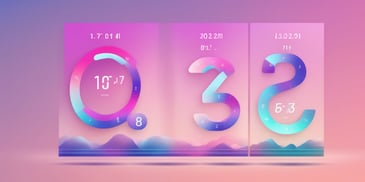 Countdown in illustration style with gradients and white background