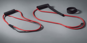 Resistance band in photorealistic style with dark overhead lighting