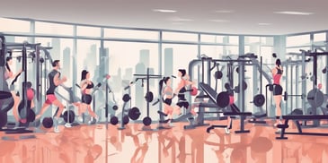 Gym: Workout in illustration style with gradients and white background