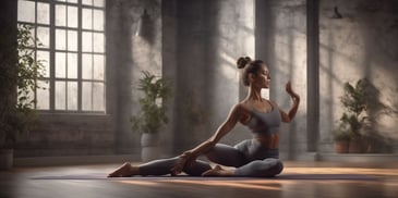 Yoga in photorealistic style with dark overhead lighting