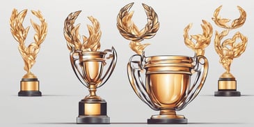 Trophy in illustration style with gradients and white background