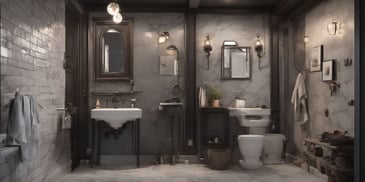 Plumbing in photorealistic style with dark overhead lighting