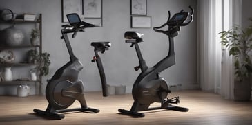 Exercise bike in photorealistic style with dark overhead lighting