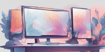 Monitor in illustration style with gradients and white background
