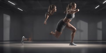 Lunges in photorealistic style with dark overhead lighting